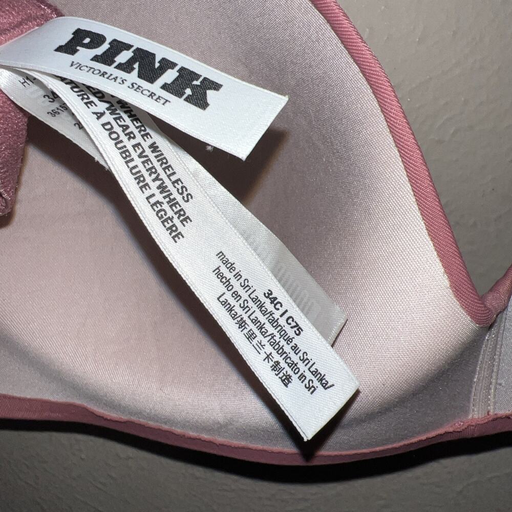 Pink By Victoria’s Secret Wear Everywhere Wireless Mauve 34C Lightly Lined - Picture 7 of 8